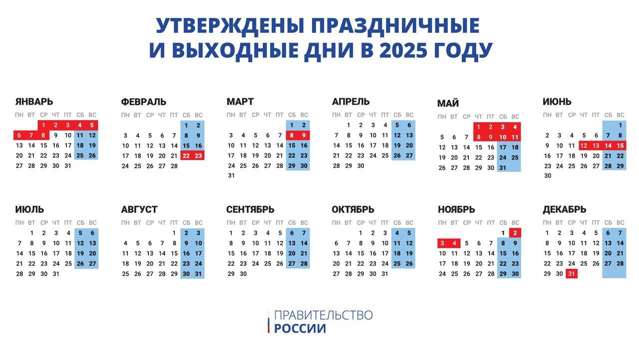 Утверждены праздники и выходные 2025 года. Можно начинать строить планы