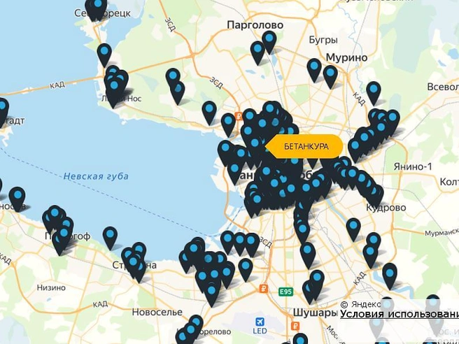 Мосты на карте | Источник: mostotrest-spb.ru