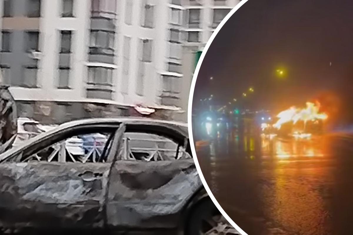 «Проклятый перекресток»: тюменцы сняли на видео полыхающее авто после жесткого ДТП