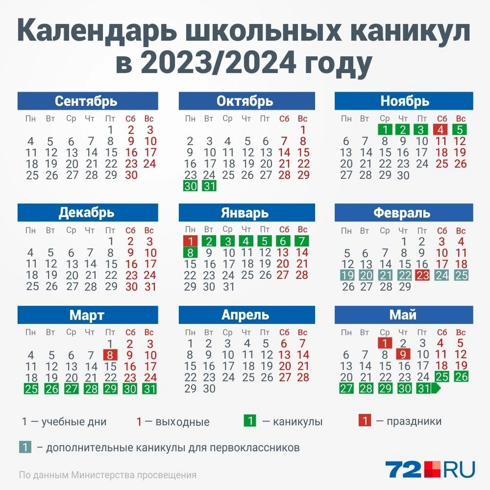 Календарь на новый учебный год Как будут отдыхать в школах в 2023 и 2024 году - календарь каникул - 17 августа 