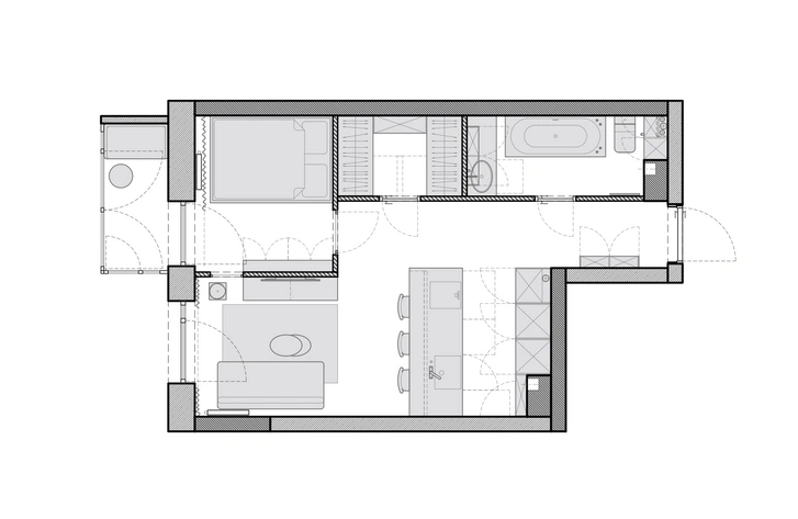 План квартиры 40 м². Проект Анастасии Придачиной.