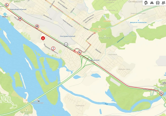 По Большевистской не проехать в обе стороны | Источник: 2GIS