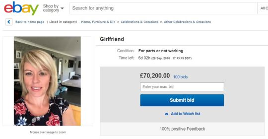 Британец выставил свою девушку на продажу | Источник: ebay.com