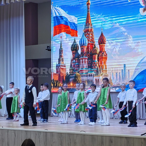 В программу линейки также вошли патриотические песни | Источник: Андрей Пашинский / Voronezh1.ru
