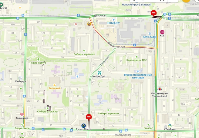 На Демьяновской пробка даже рано утром | Источник: 2ГИС