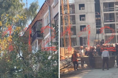 Спасение мужчины с петардой строительным краном в Измайлово