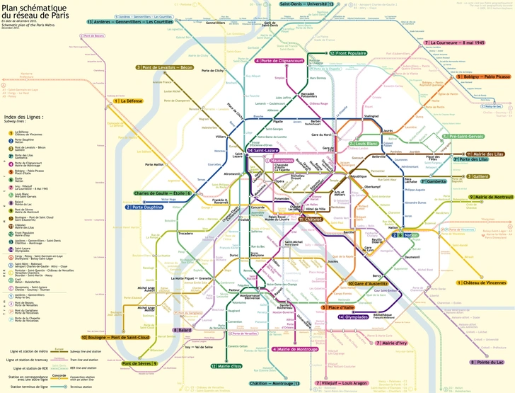 Схема парижского метро. | Источник: wikipedia.org