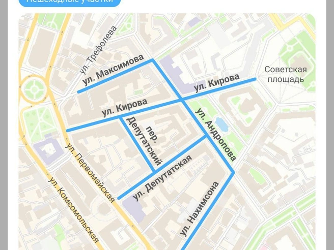 Схема планируемых пешеходных зон в центре Ярославля | Источник: Полина Авдошина / Городские медиа