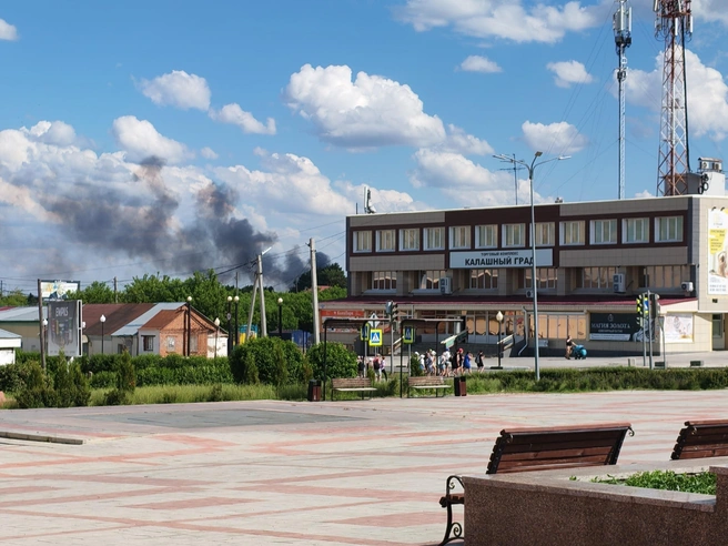 Пожар отлично виден из центра Калачинска  | Источник: Виталий Поддубиков 