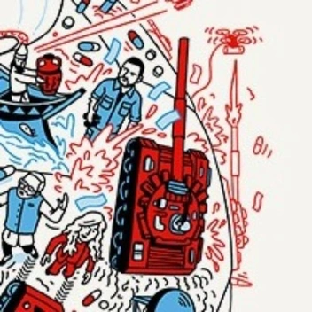 Военные символы окантовывают всю композицию  | Источник: The Economist