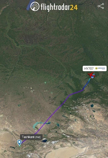 На картах указывается, что самолет в Красноярске  | Источник: flightradar24.com