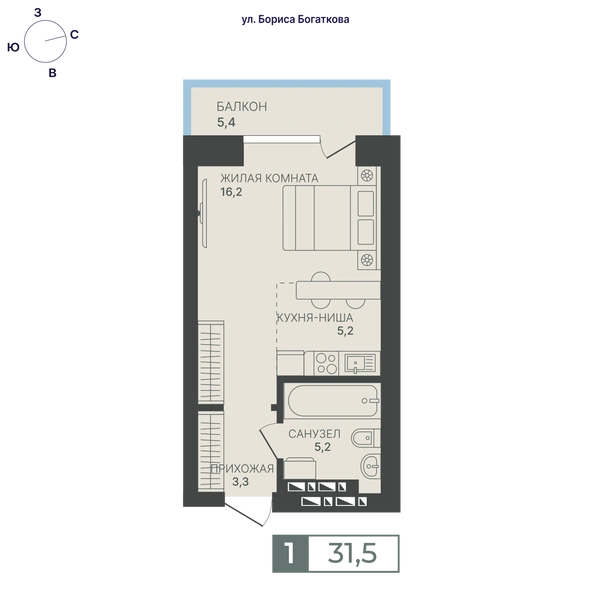 Однокомнатная 31,5 кв. м со скидкой 15% | Источник: ООО «НИКПАРК»