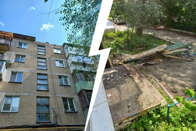 С крыши челябинской пятиэтажки сорвались две бетонные плиты