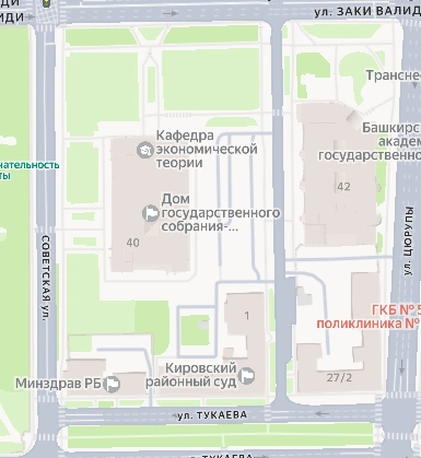 На участке расположены Минздрав, суд и Курултай | Источник: yandex.ru/maps