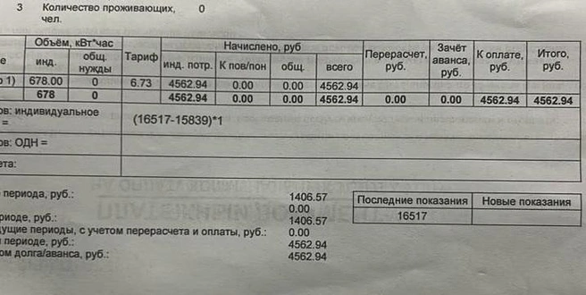 Сумма в платежке за электричество неприятно удивила волгоградку | Источник: читатели V1.RU