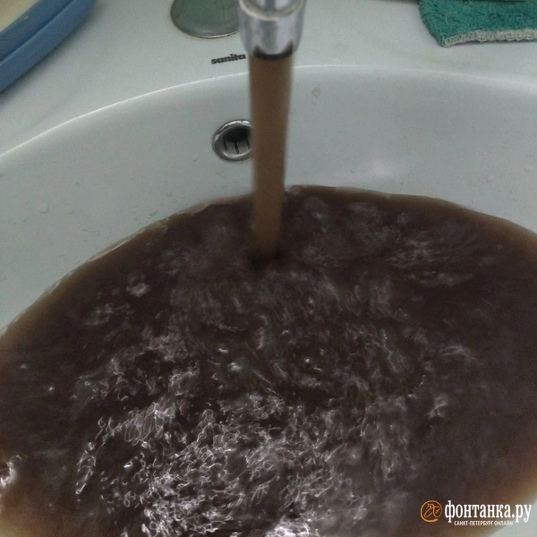Из кранов в Кронштадте потекла нефть — не по составу, а по цвету. Жители ждут воду | Источник: читательница «Фонтанки» Елена