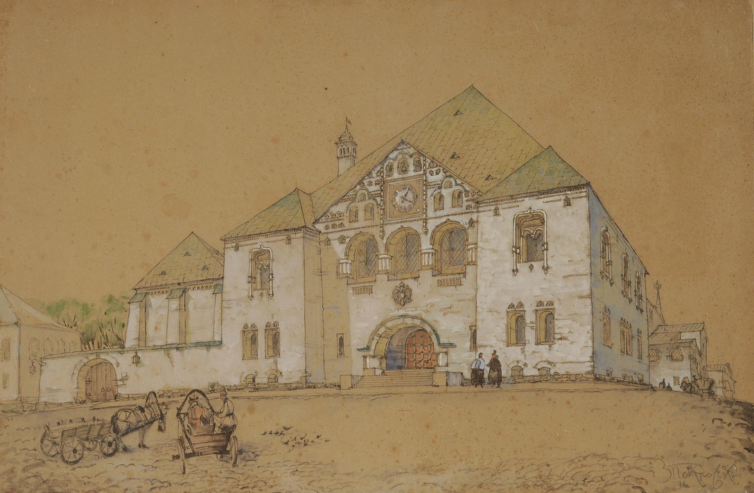 Покровский В. А. Проект Государственного банка в Нижнем Новгороде. Перспектива, 1916 г. | Источник: Музей архитектуры им. А. В. Щусева