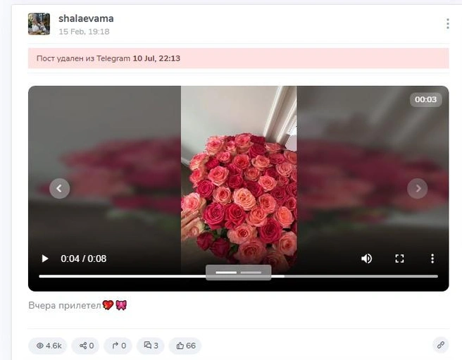 Ухажер заваливал блогершу подарками и букетами | Источник: Tgstat.ru