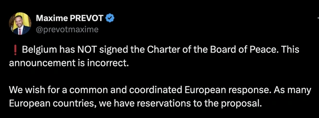 США ошибочно включили Бельгию в «Совет мира» Трампа. Вероятно, ее перепутали с Белоруссией