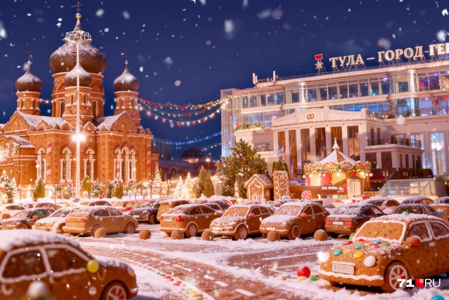 Так бы выглядела площадь Ленина, сделанная из пряников | Источник: Виктория Денисова / 71.RU; Мария Романова / Городские порталы