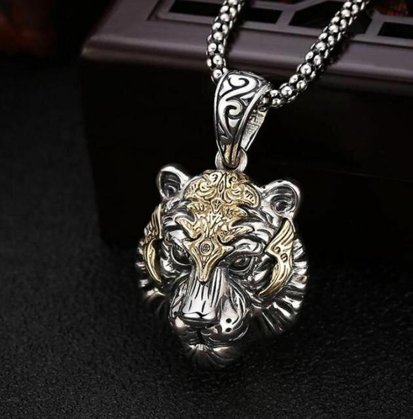 Ожерелье-талисман «Тигр», антикварное серебро
