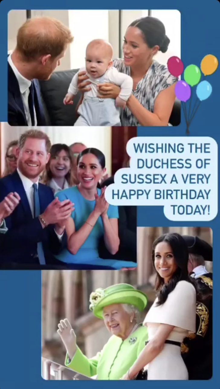 Фото №2 - Как Кейт Миддлтон и королева Елизавета II поздравили Меган Маркл с днем рождения