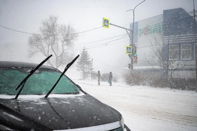 Сильные морозы и ветер в Приморье