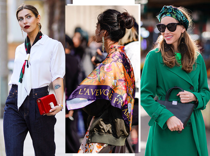 Фото №1 - Как носить шелковые платки: 10 самых простых и стильных способов