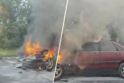 Автомобиль полностью сгорел на Михайловском шоссе в Рязани