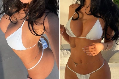 Угадайте сестру в откровенном белом бикини