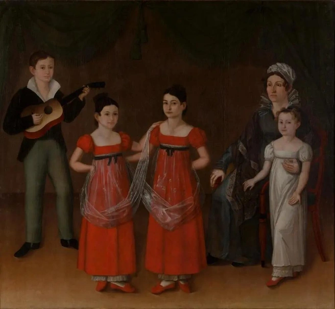 Неизвестный художник. Портрет П.&nbsp;И.&nbsp;Мятлевой с детьми. 1810-е годы | Источник: пресс-служба Эрмитажа