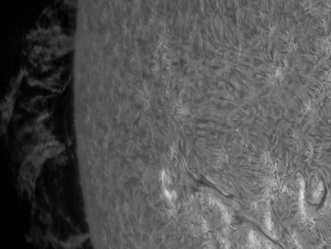 На фотографии запечатлена хромосфера Солнца в линии аш-альфа | Источник: Алексей Поляков