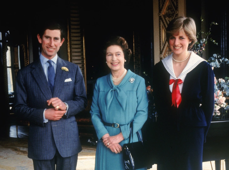 Принц Чарльз, леди Диана Спенсер и Королева, 7 марта 1981 года