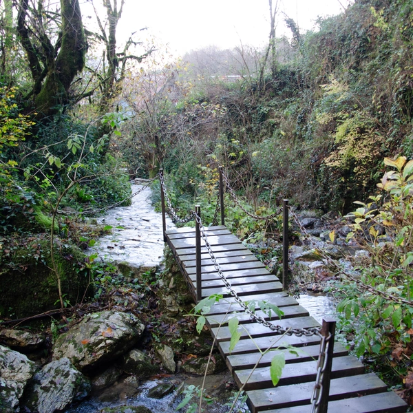 Даже соорудили мостик, чтобы не прыгать по камням. Но камни дальше все же будут | Источник: Оксана Витязь / SOCHI1.RU