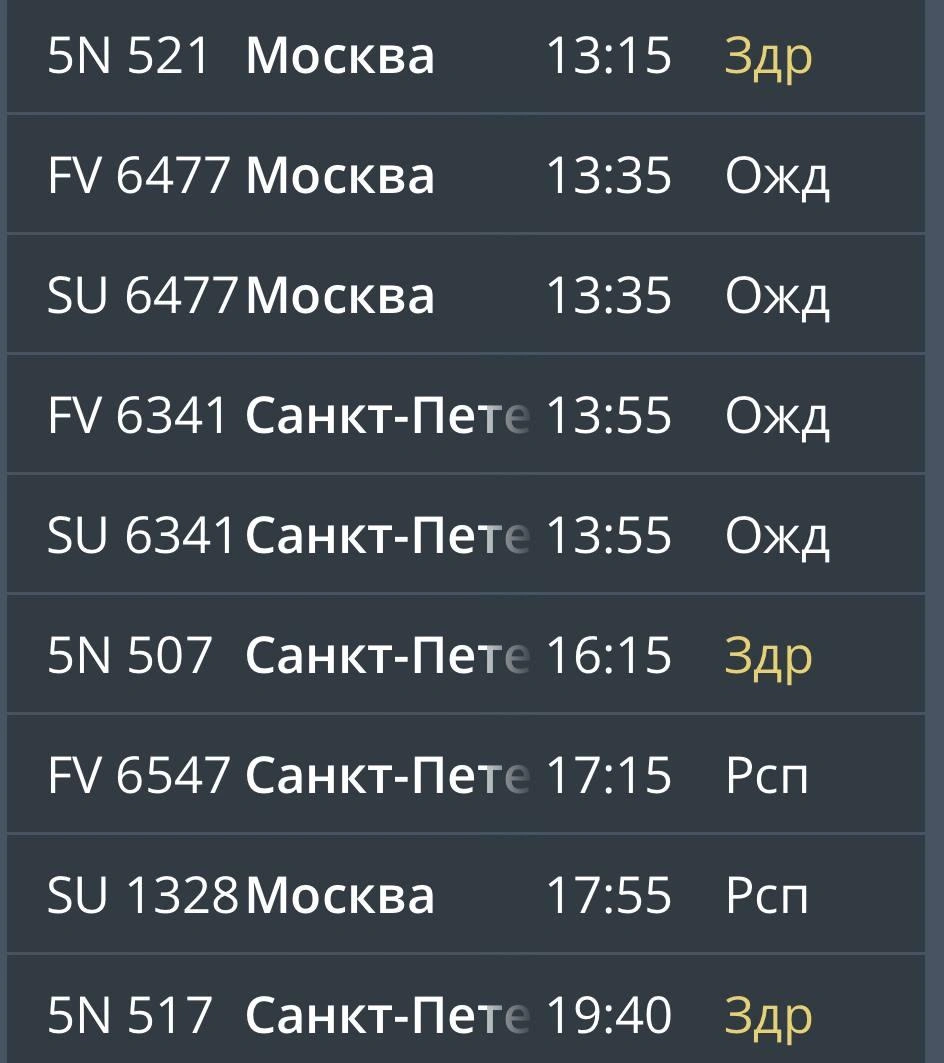 Источник: онлайн-табло на прилет