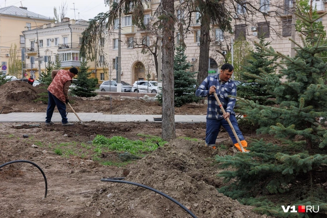 Иногда средства малой механизации просто не загнать туда, где работают люди | Источник: Алексей Волхонский / V1.RU