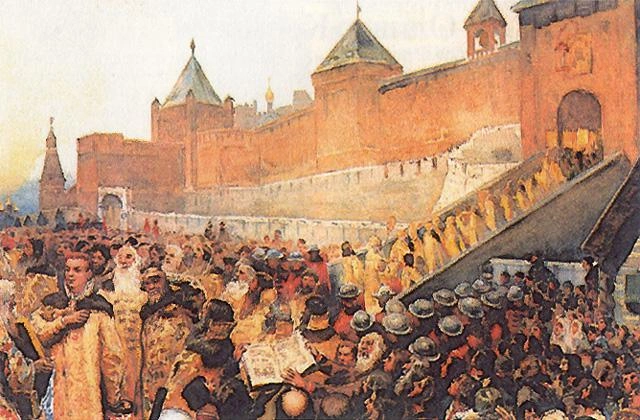 Источник: Клавдий Лебедев. Вступление войск Лжедмитрия I в Москву