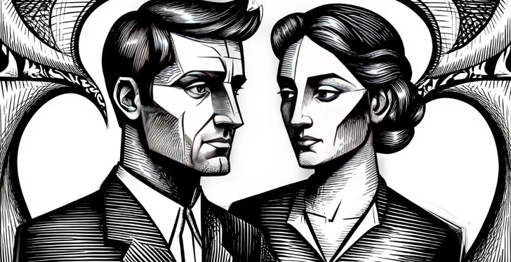 Черно-белая графика в стиле кубизма | Источник: Шедеврум