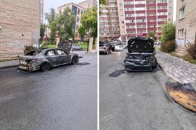 Сгоревшие Toyota и Гелендваген на Дачной: фото