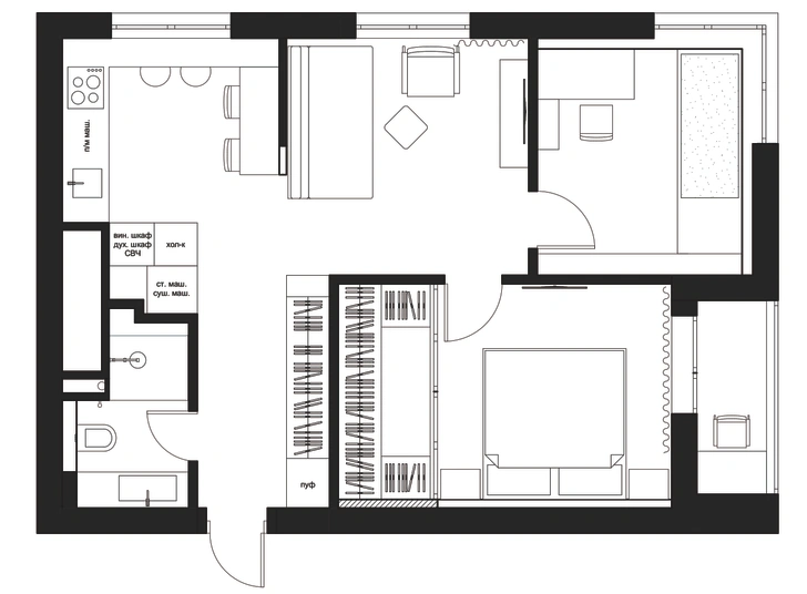 Терракотовый + синий: квартира 58,5 м² в Москве