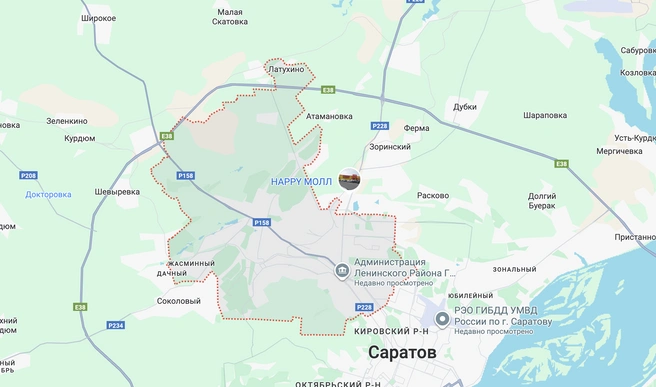 Каждый третий саратовец живет в Ленинском районе города | Источник: Google Карты