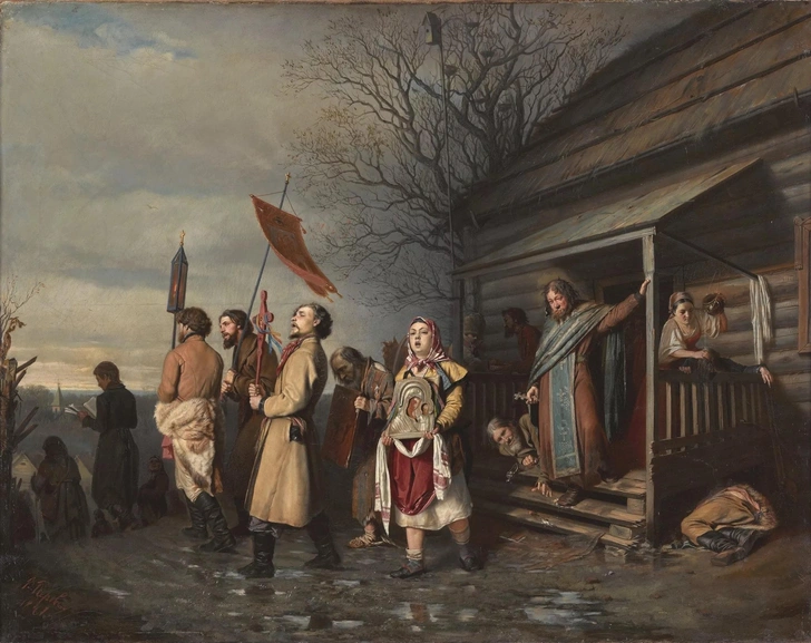 Василий Перов, «Сельский крестный ход на Пасхе», 1861г. | Источник: Ktomy.media