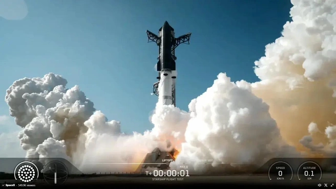 SpaceX отправила новую мегаракету Starship в первый испытательный полет. Посмотрите, как это было | Источник: SpaceX, трансляция