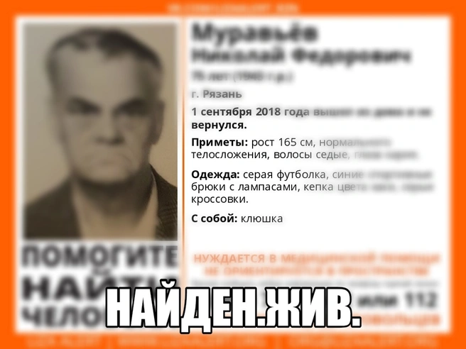Рязанского пенсионера нашли живым | ya62.ru