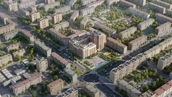 Проект расположен в центре Кургана, где есть всё необходимое для жизни | Источник: Брусника
