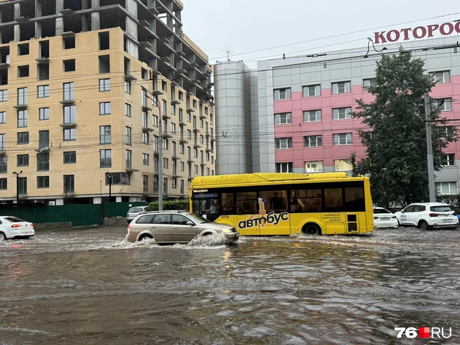 Да, Большая Октябрьская, скорее, напоминает Которосль, чем автодорогу | Источник: Анна Ёлкина / 76.RU