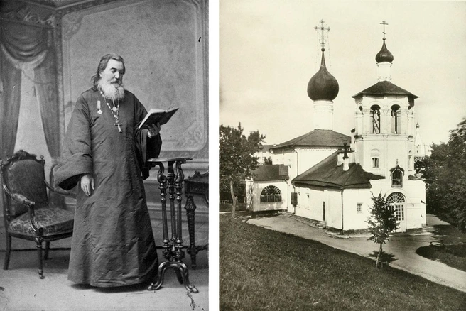 Отец Валентин Амфитеатров. Церковь Константина и Елены, вид с северо-запада. Фотография 1883 года | Источник: архив Московской епархии РПЦ