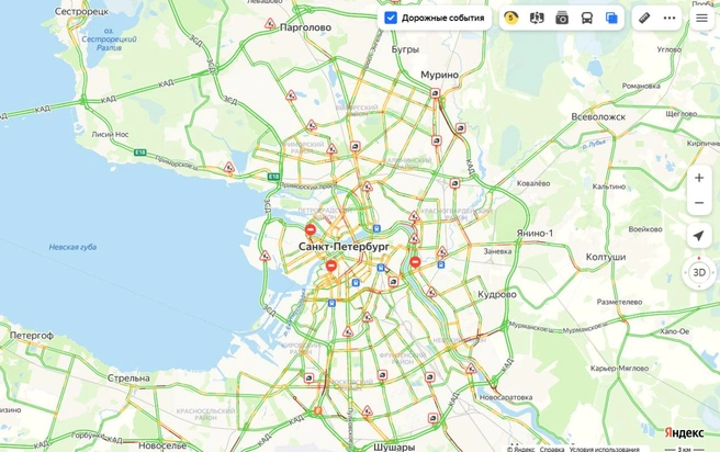 Пробки в Петербурге на 2 балла выше обычного | www.fontanka.ru