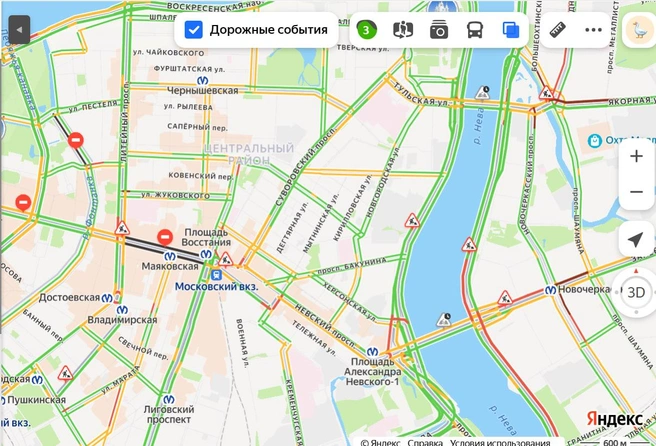 Пробок перед закрытым Невским нет, а на юге КАД — есть | www.fontanka.ru
