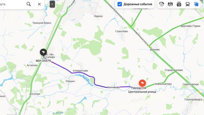 В 2026 году стоит ждать ремонта на дороге М-5 «Урал»&nbsp;— Кончаково&nbsp;— Астапово | Источник: «Яндекс Карты»